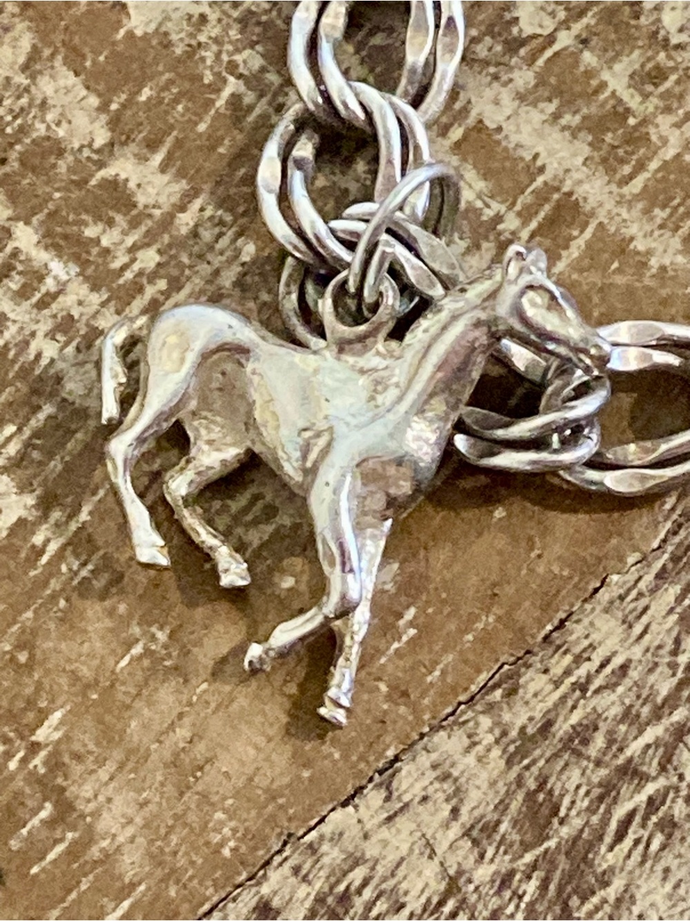 Silver Charm Bracelet with Bell, Fairy, Horse Charms 7” to 7.5” Long - Picture 10 of 16